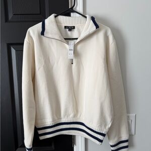 J. Crew Cream Sweater with Navy Trim